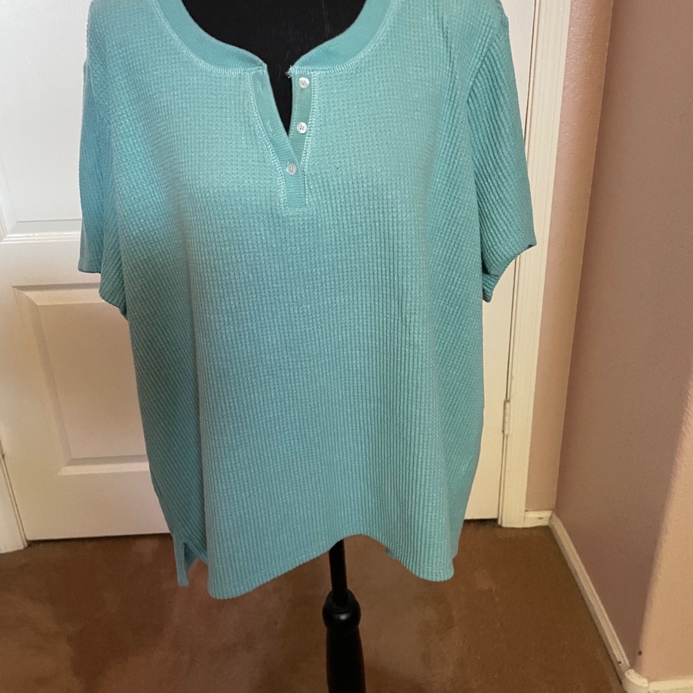 NWT Secret Treasures mint green short sleeve top